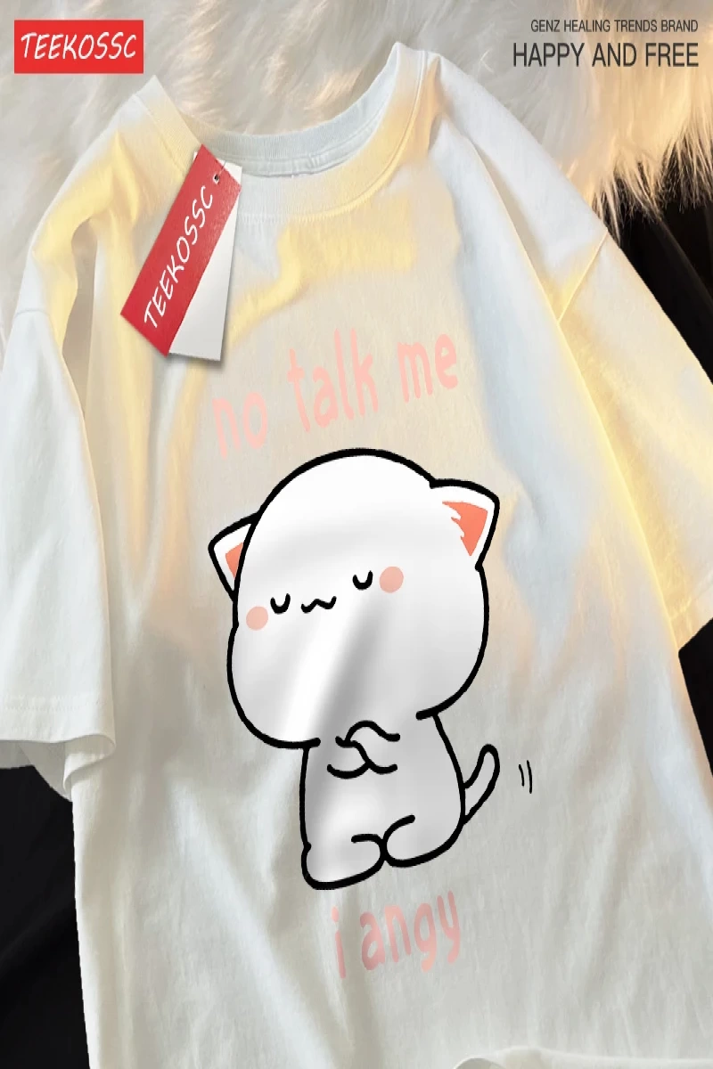 Y2k Vintage Tişört Tee Hayır konuşma bana ben Angy yüksek soğuk kedi