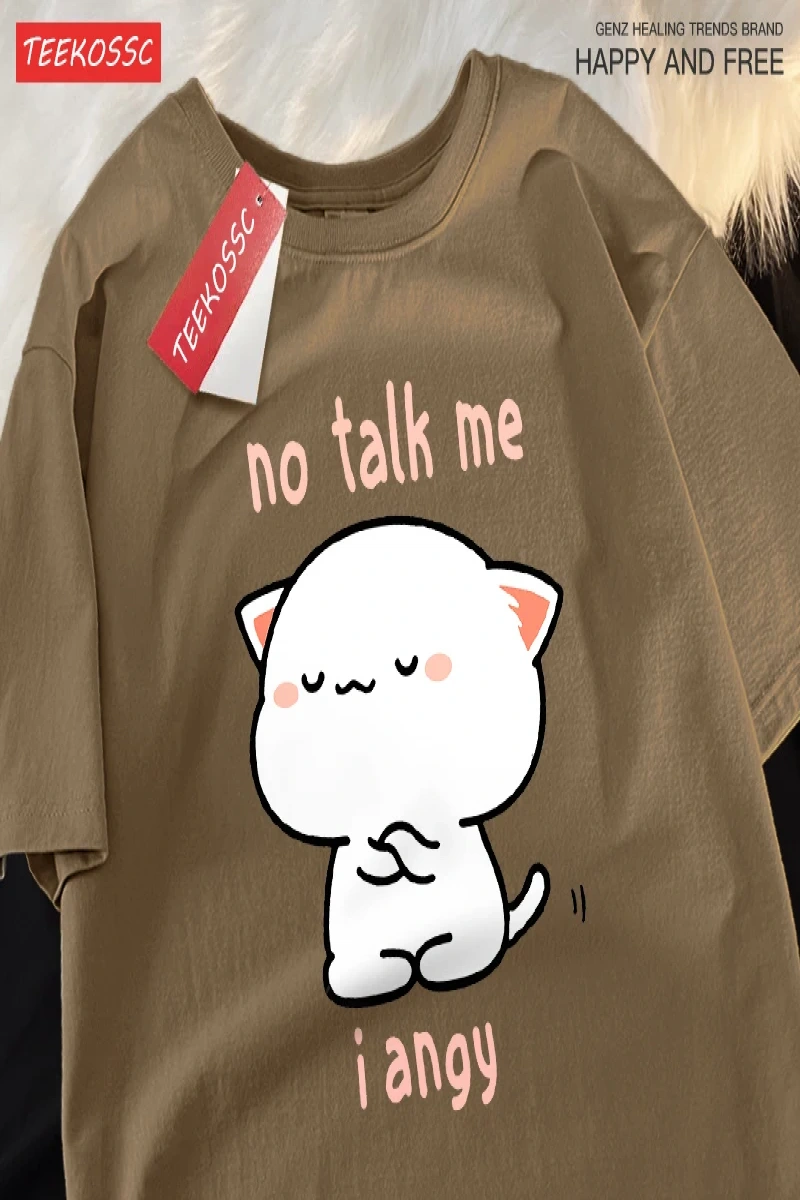 Y2k Vintage Tişört Tee Hayır konuşma bana ben Angy yüksek soğuk kedi