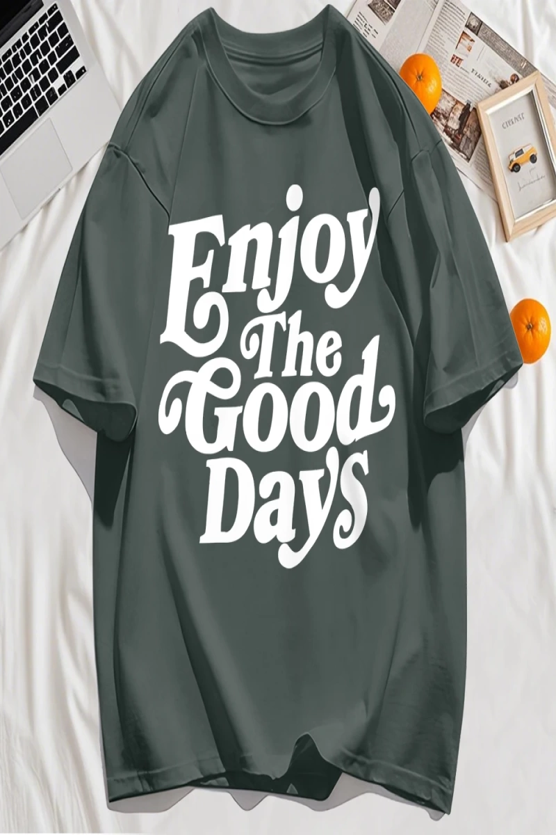 Y2k Vintage Tişört Tee İyi Günlerin Keyfini Çıkarın Mektup Baskı
