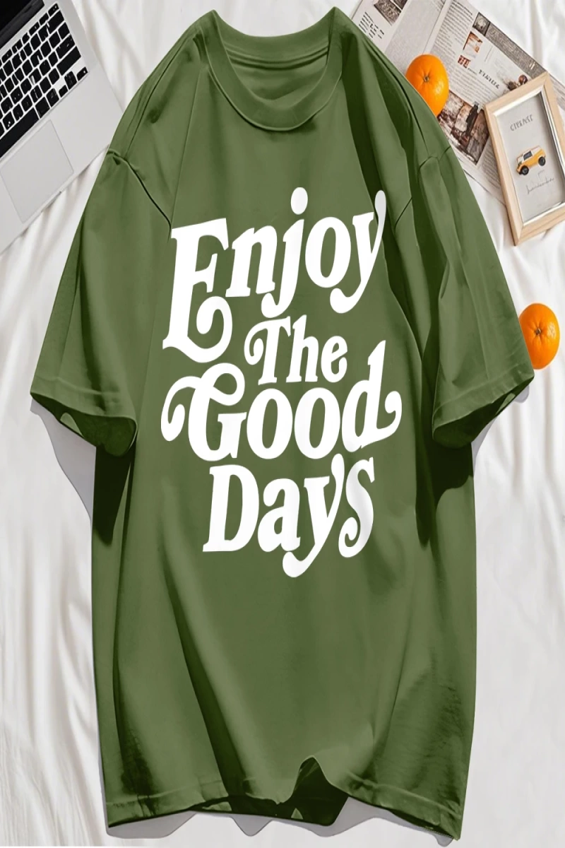 Y2k Vintage Tişört Tee İyi Günlerin Keyfini Çıkarın Mektup Baskı