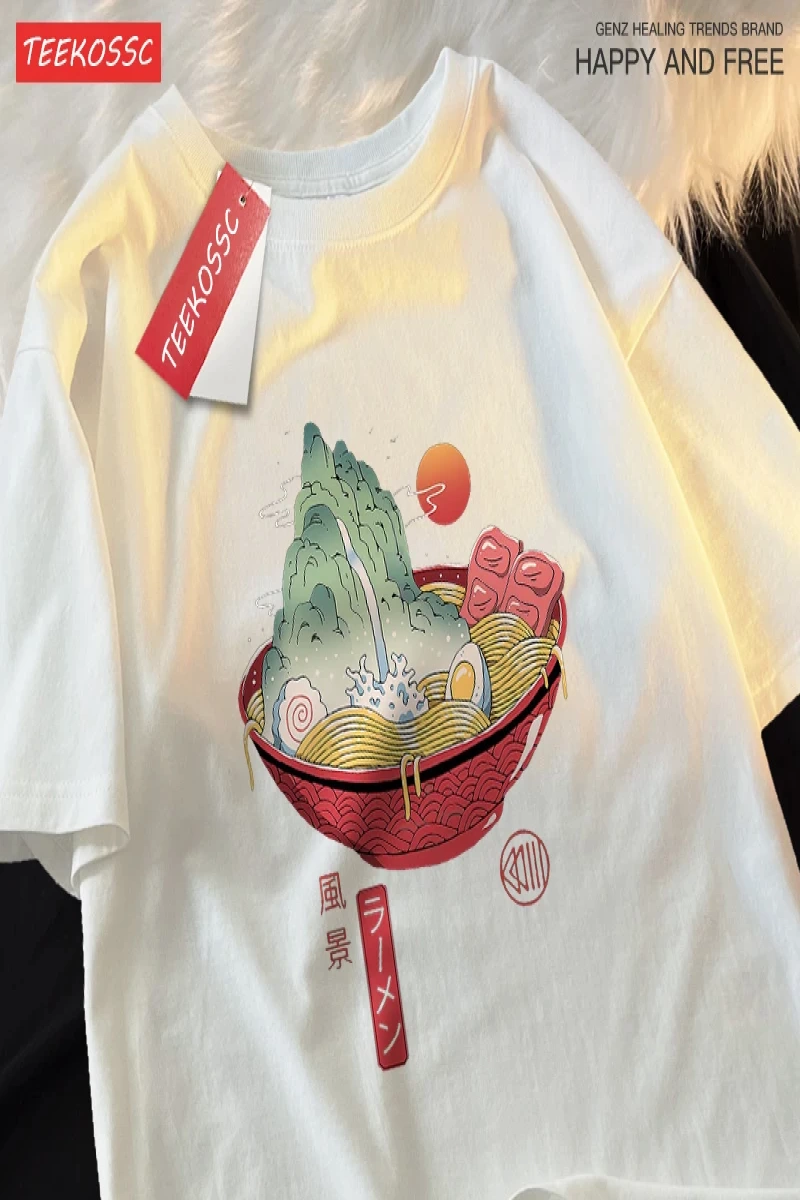 Y2k Vintage Tişört Tee Japon Harajuku doğal suşi erişte