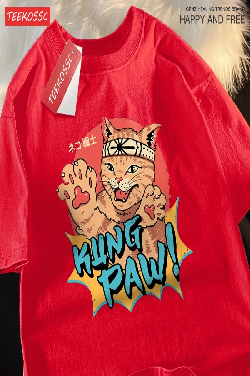 Y2k Vintage Tişört Tee Japon Harajuku kedi savaşçı