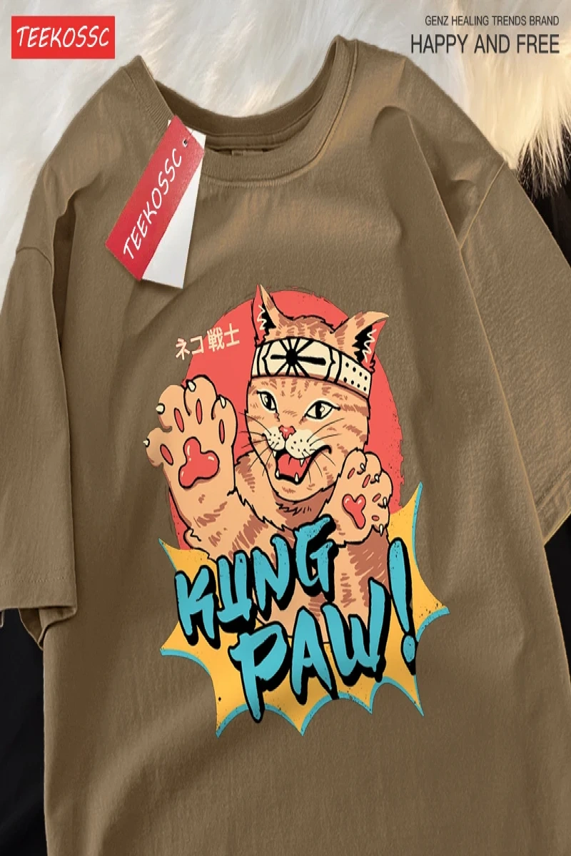 Y2k Vintage Tişört Tee Japon Harajuku kedi savaşçı