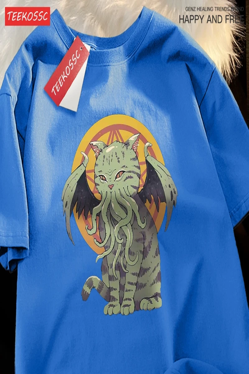 Y2k Vintage Tişört Tee Japon Harajuku lanetlenmiş kedi bask