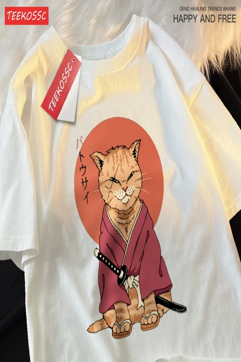 Y2k Vintage Tişört Tee Japon Harajuku skar bıçak kedi