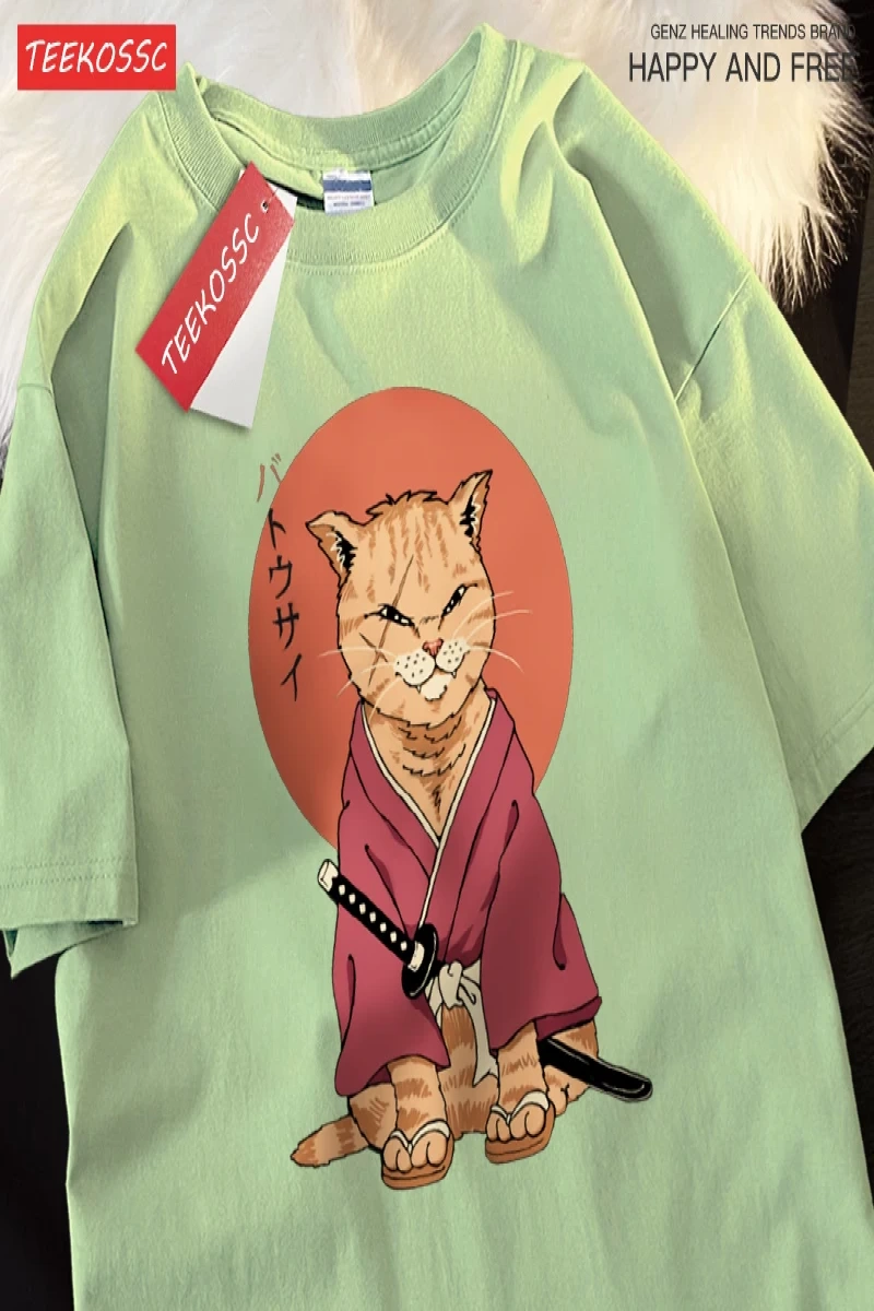 Y2k Vintage Tişört Tee Japon Harajuku skar bıçak kedi