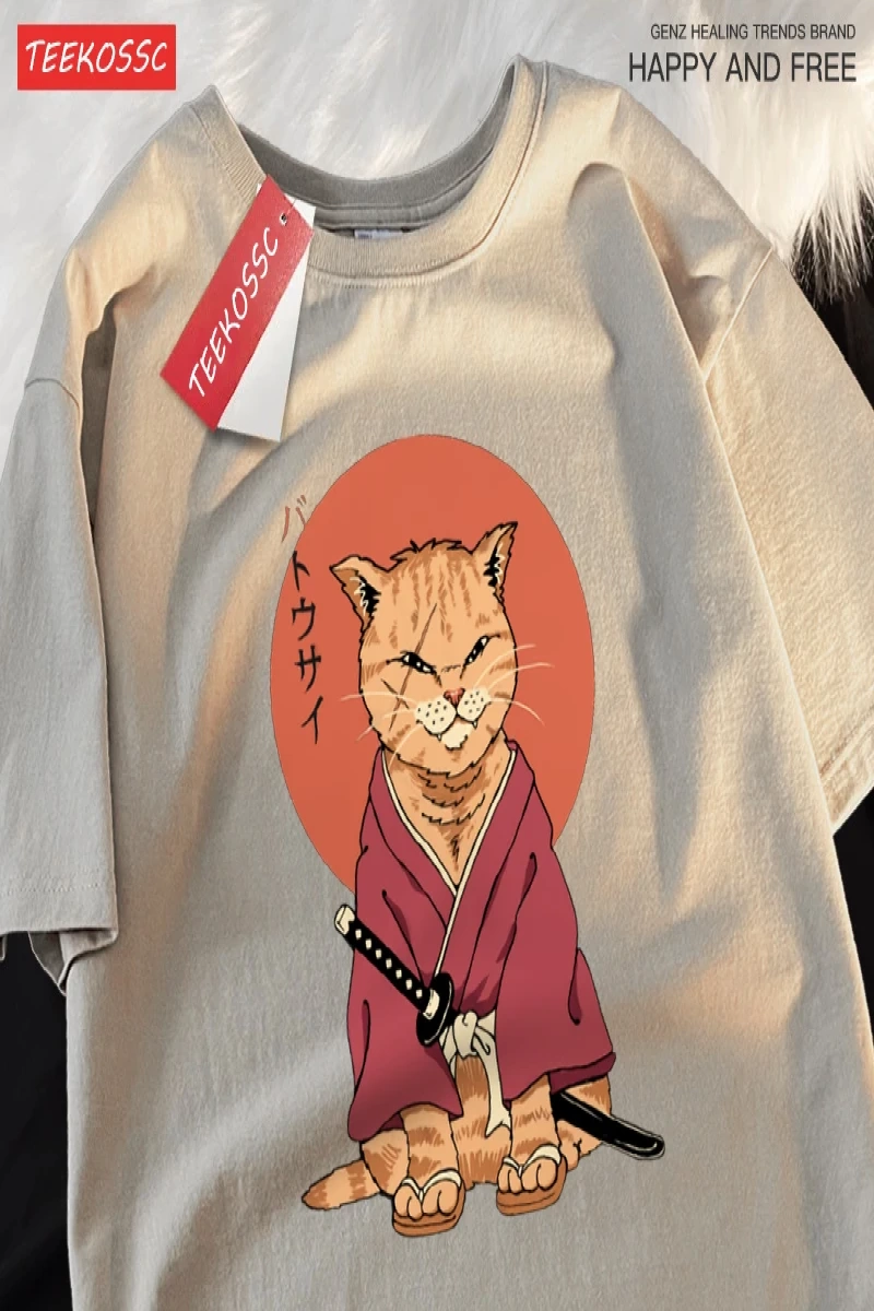 Y2k Vintage Tişört Tee Japon Harajuku skar bıçak kedi