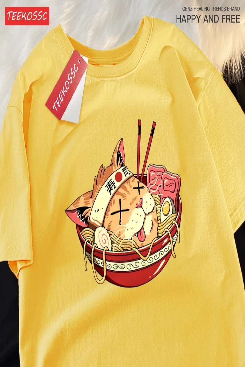 Y2k Vintage Tişört Tee Japon Harajuku suşi erişte kedi