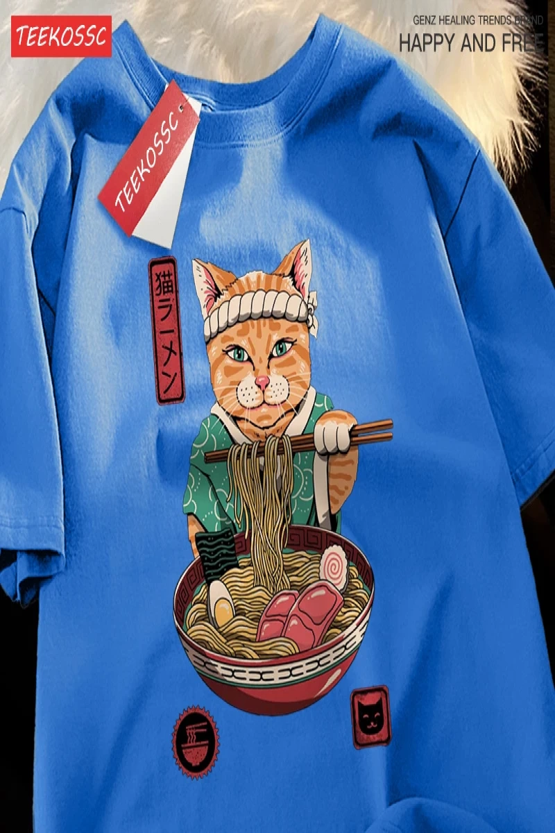 Y2k Vintage Tişört Tee Japon Harajuku yeme erişte kedi