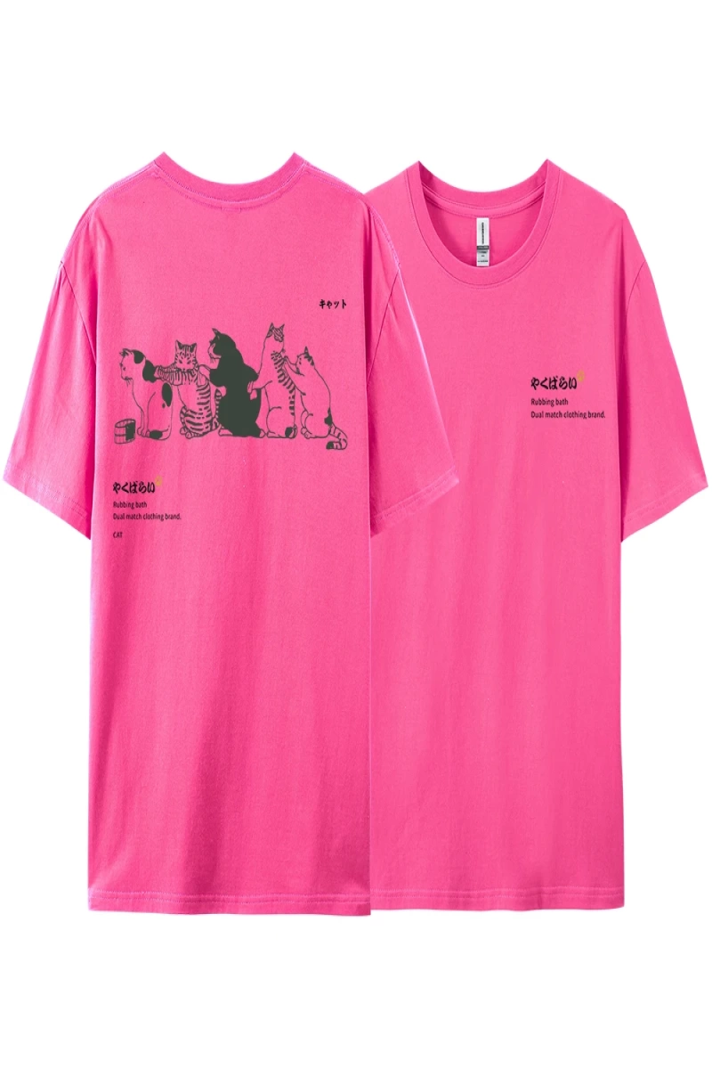 Y2k Vintage Tişört Tee Japonya Harajuku kuyruk kedi eğlenceli baskı