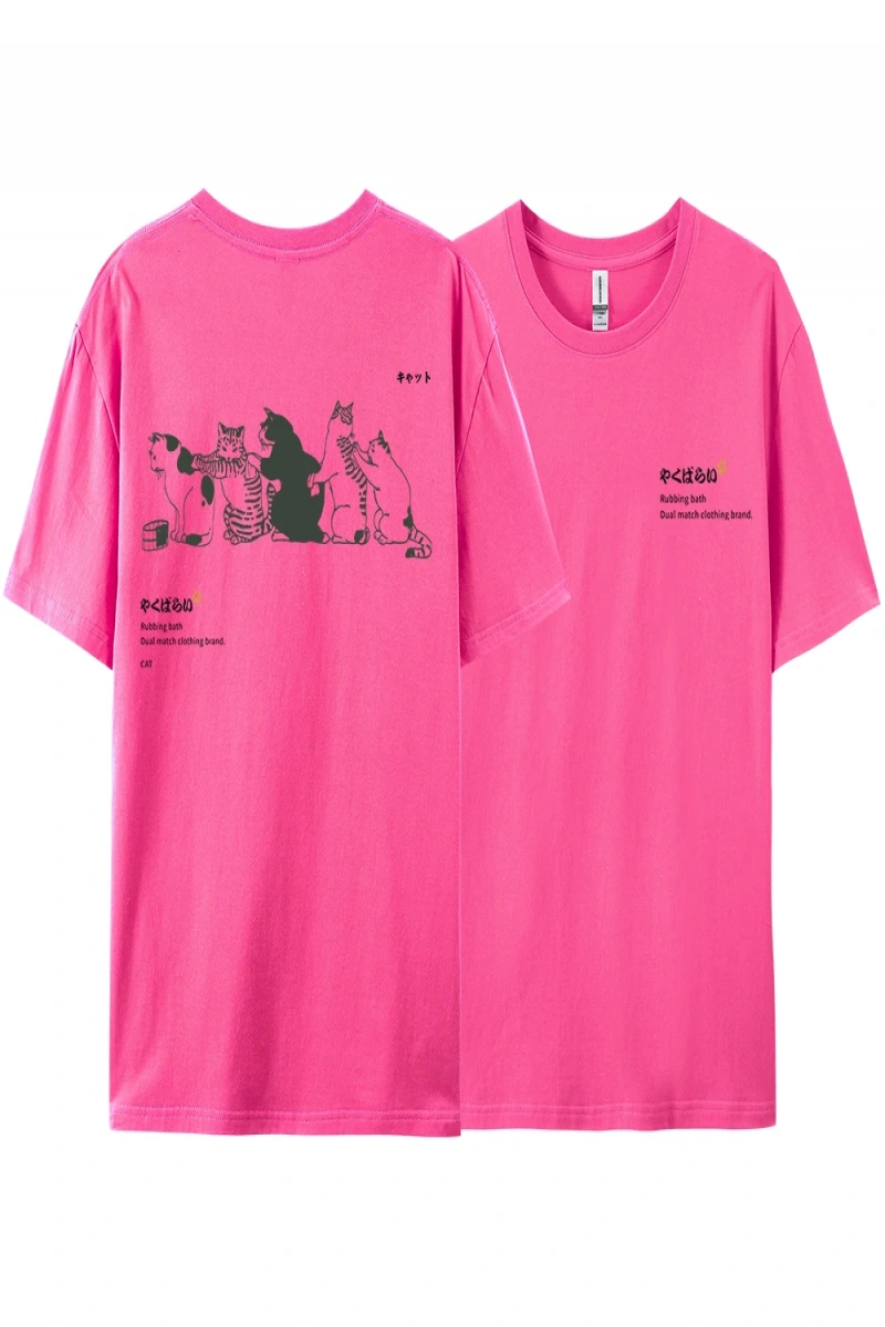 Y2k Vintage Tişört Tee Japonya Harajuku kuyruk kedi eğlenceli baskı