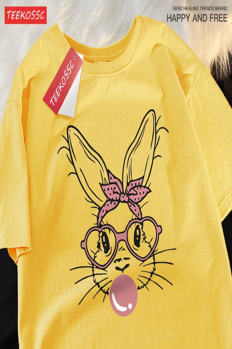 Y2k Vintage Tişört Tee Kabarcık üfleme moda tavşan