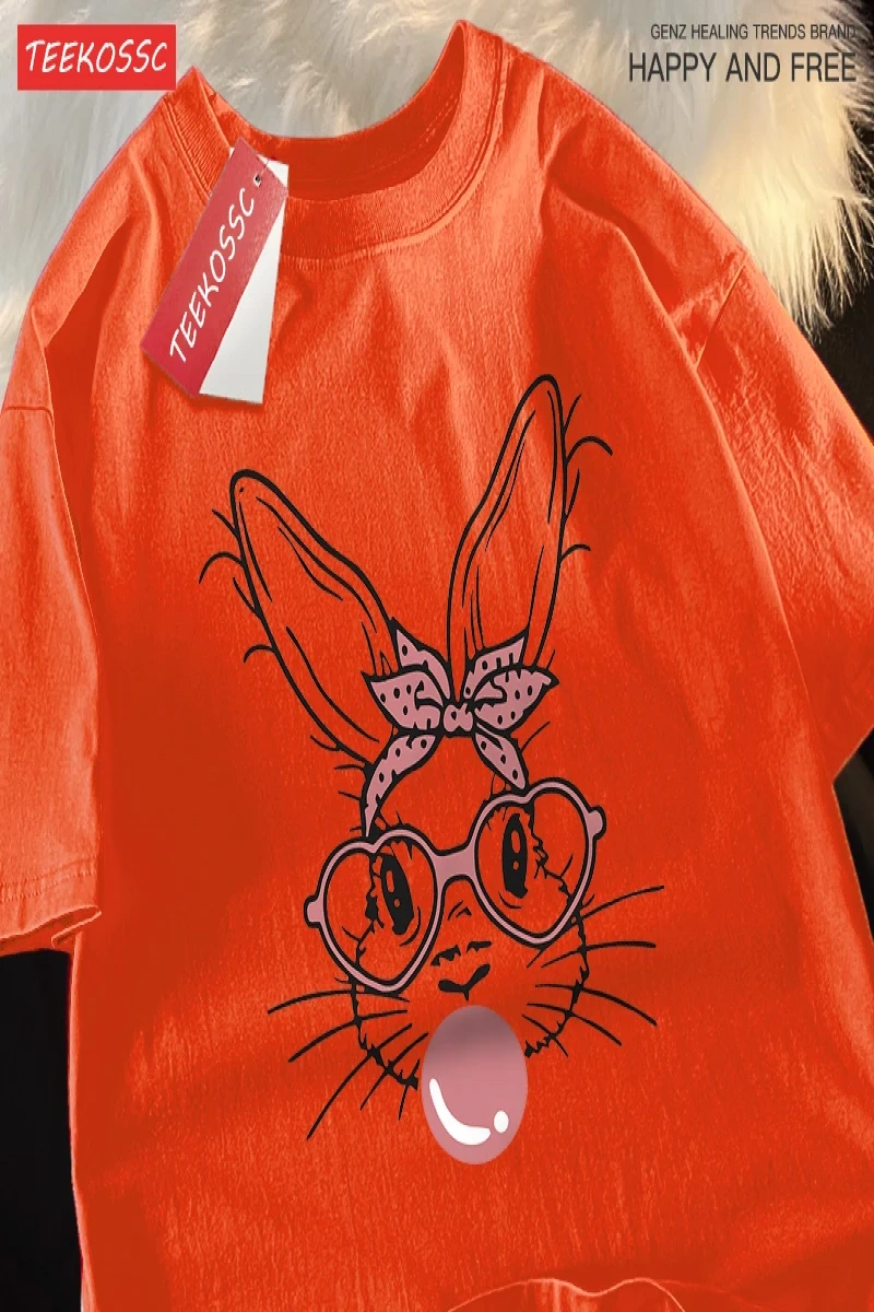 Y2k Vintage Tişört Tee Kabarcık üfleme moda tavşan