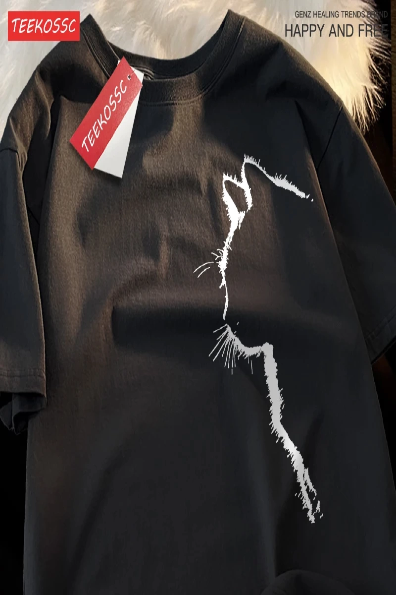 Y2k Vintage Tişört Tee Kedi profil görünüm eğlenceli