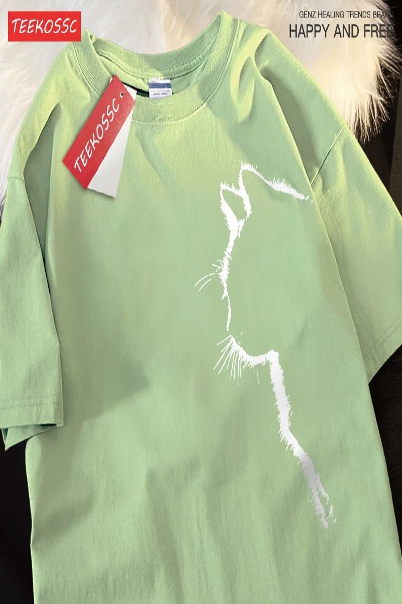 Y2k Vintage Tişört Tee Kedi profil görünüm eğlenceli