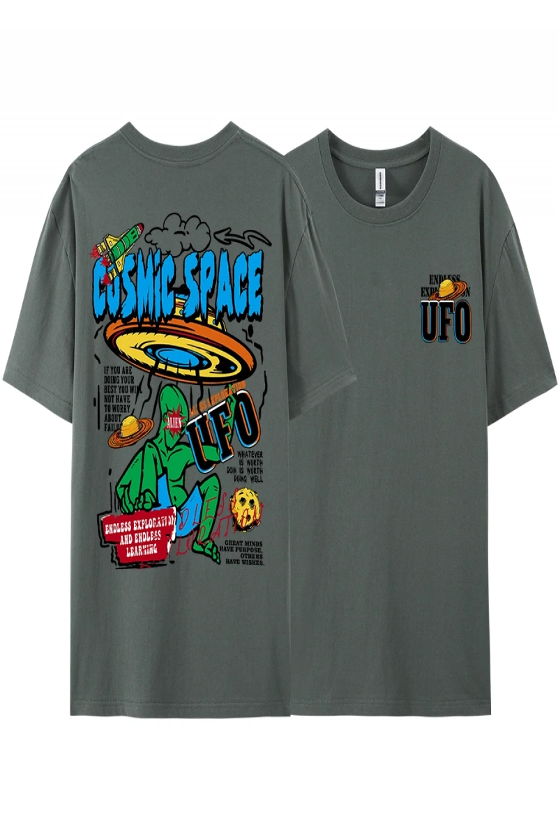 Y2k Vintage Tişört Tee Kozmik uzay Ufo