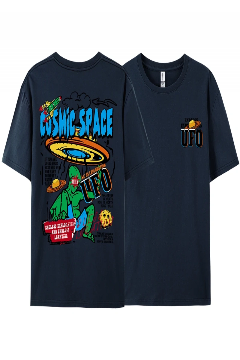 Y2k Vintage Tişört Tee Kozmik uzay Ufo