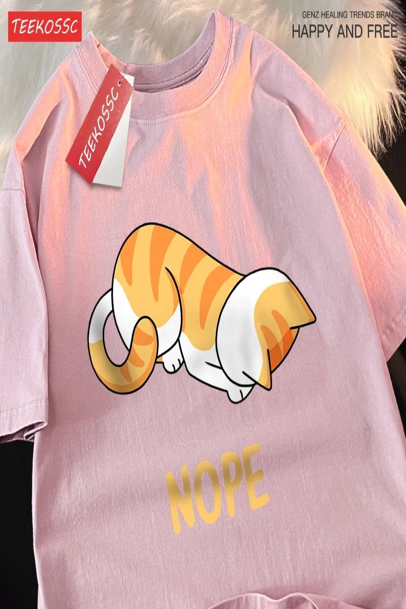 Y2k Vintage Tişört Tee Küçük turuncu kedi başını yay ve reddediyor