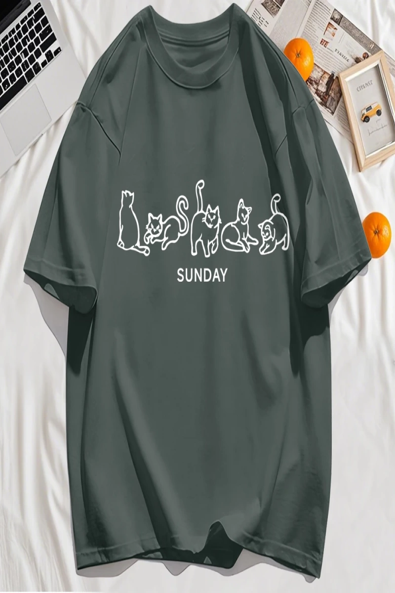 Y2k Vintage Tişört Tee Pazar Karikatür Kediler Tasarım Baskı