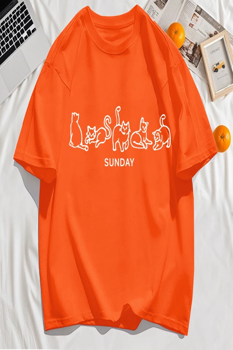Y2k Vintage Tişört Tee Pazar Karikatür Kediler Tasarım Baskı