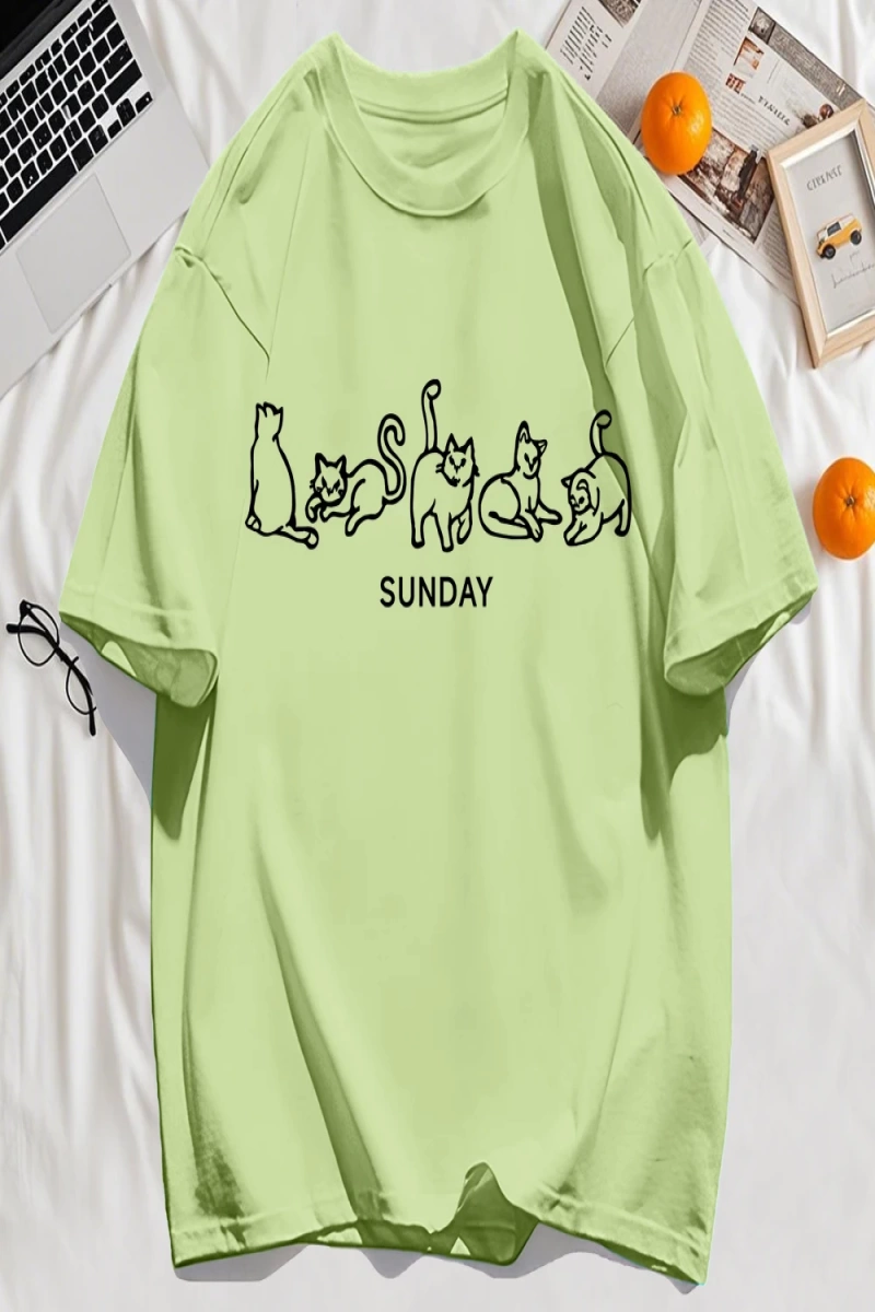 Y2k Vintage Tişört Tee Pazar Karikatür Kediler Tasarım Baskı