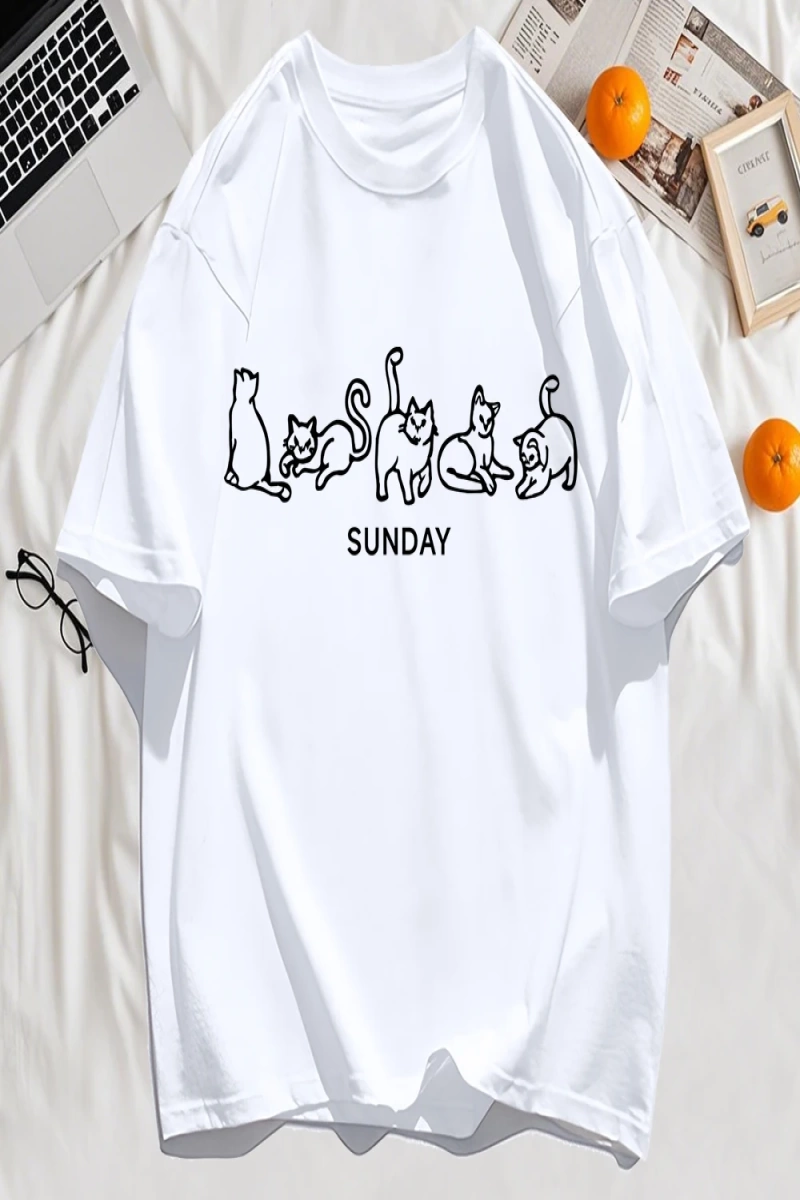 Y2k Vintage Tişört Tee Pazar Karikatür Kediler Tasarım Baskı