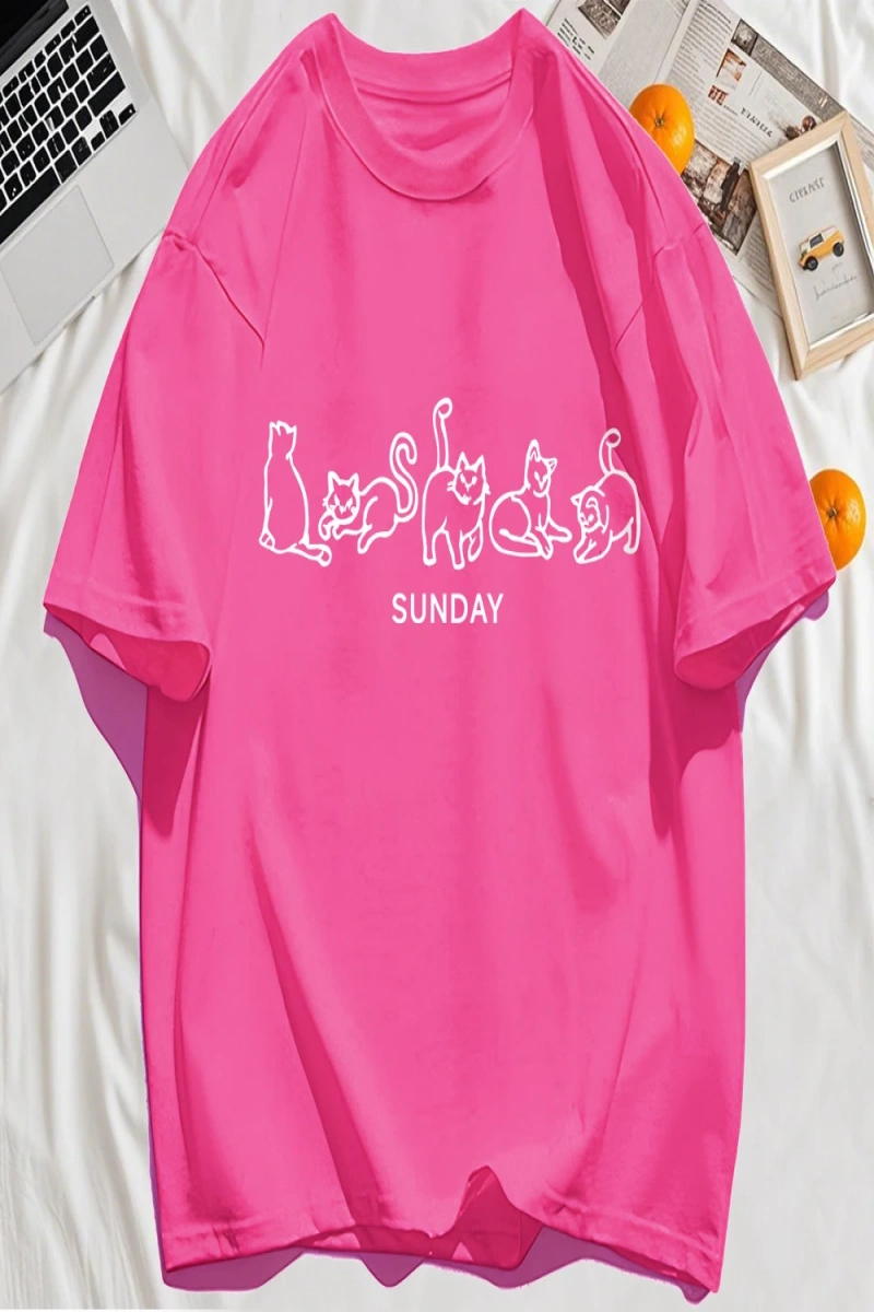 Y2k Vintage Tişört Tee Pazar Karikatür Kediler Tasarım Baskı