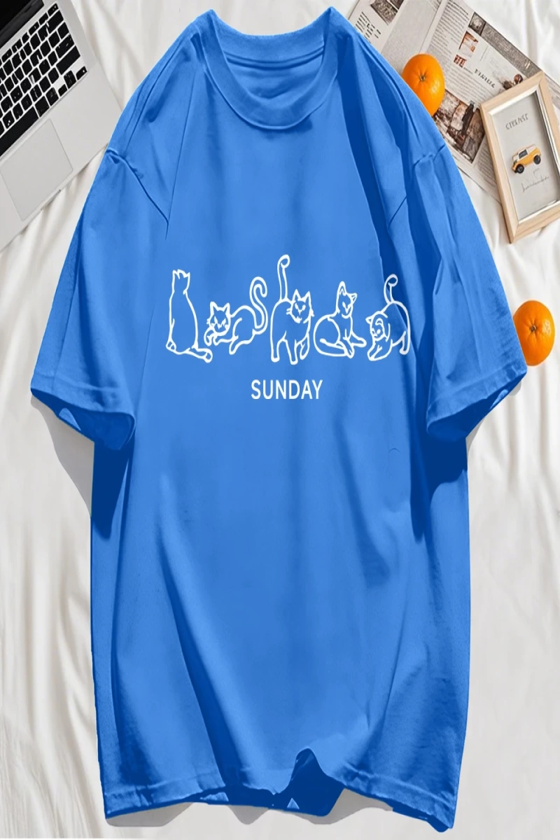 Y2k Vintage Tişört Tee Pazar Karikatür Kediler Tasarım Baskı