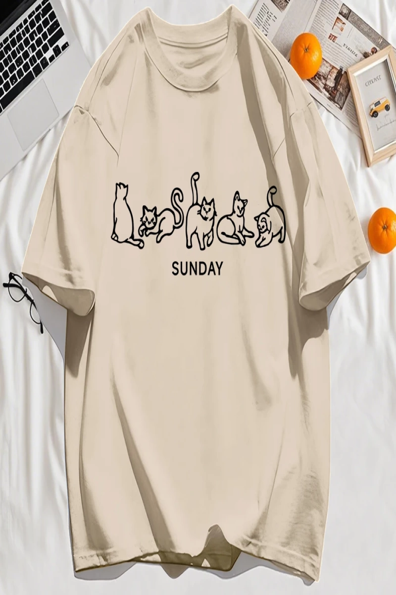 Y2k Vintage Tişört Tee Pazar Karikatür Kediler Tasarım Baskı