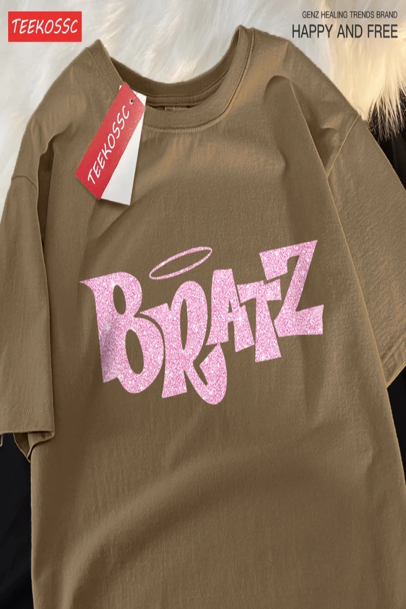 Y2k Vintage Tişört Tee Pembe karikatür mektuplar Bratz