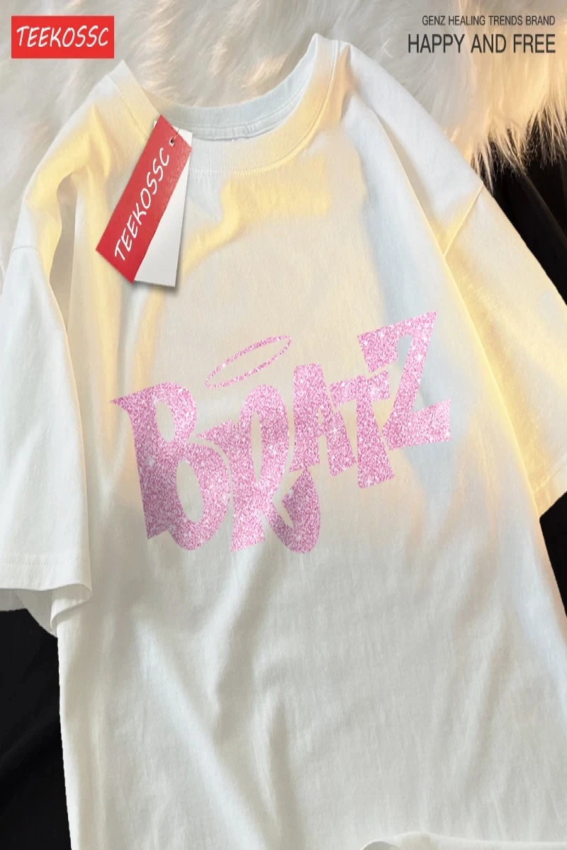 Y2k Vintage Tişört Tee Pembe karikatür mektuplar Bratz