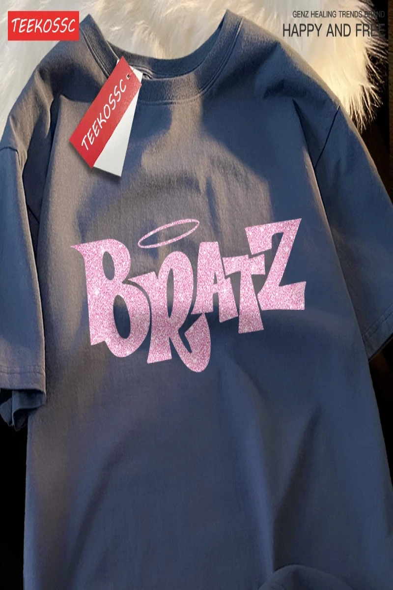 Y2k Vintage Tişört Tee Pembe karikatür mektuplar Bratz