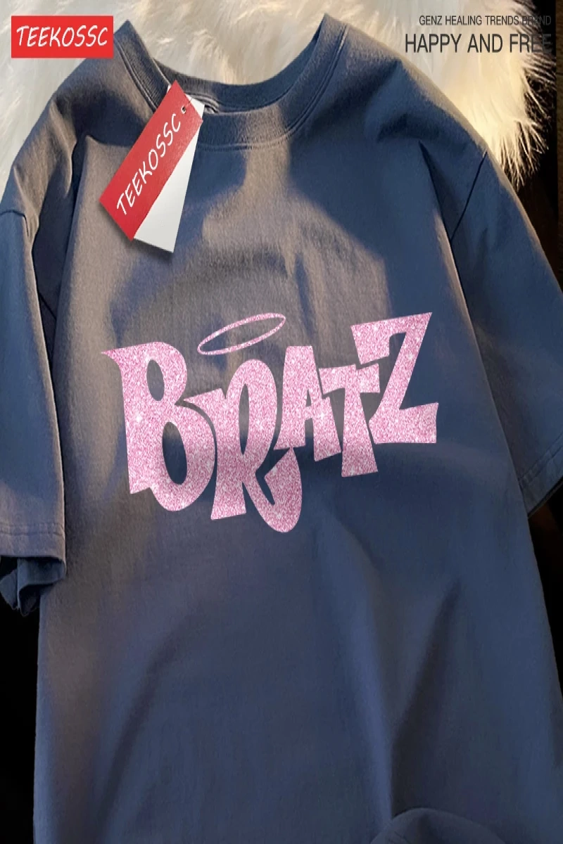 Y2k Vintage Tişört Tee Pembe karikatür mektuplar Bratz