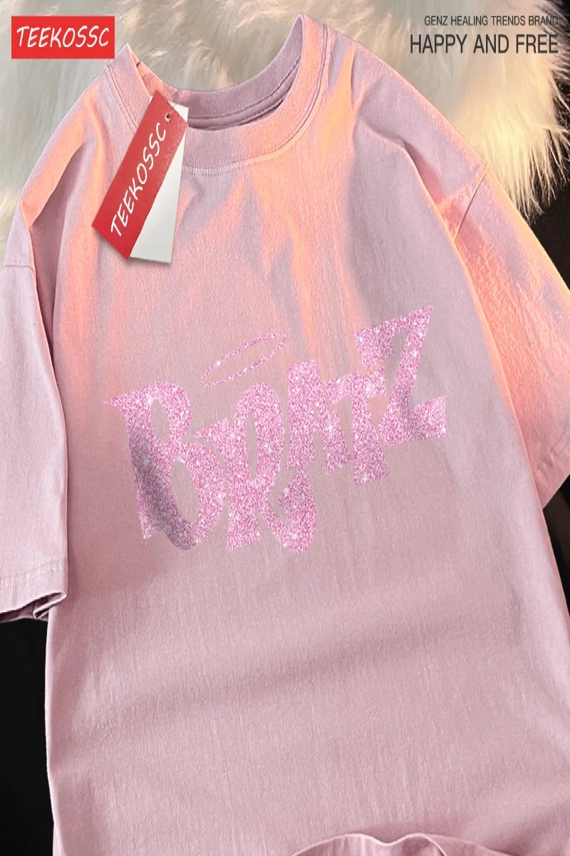 Y2k Vintage Tişört Tee Pembe karikatür mektuplar Bratz