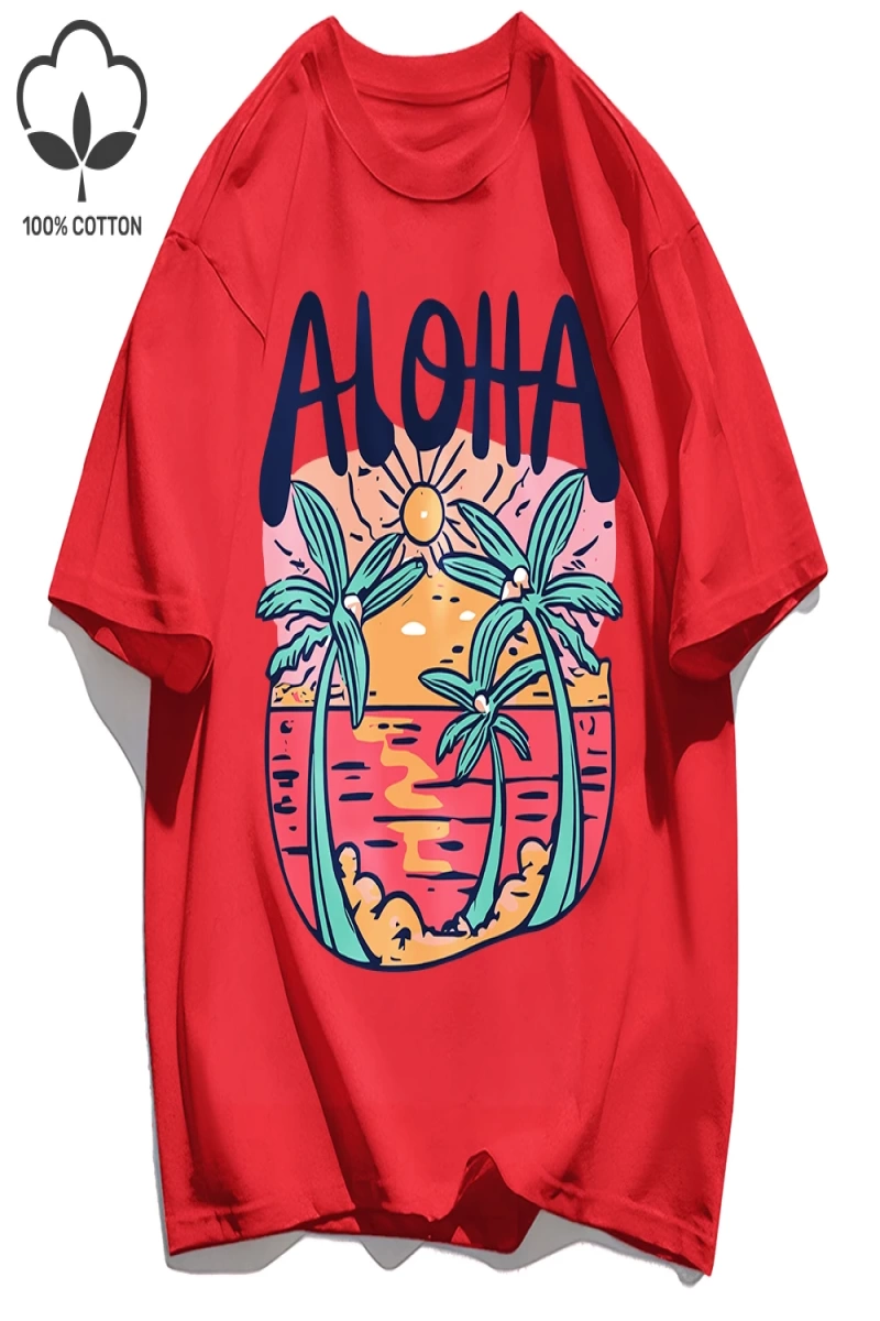 Y2k Vintage Tişört Tee Plaj Tarzı Aloha Baskılar