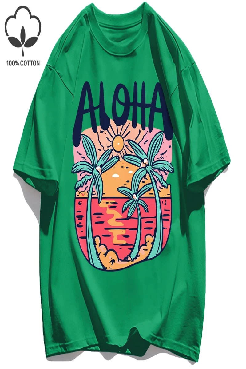 Y2k Vintage Tişört Tee Plaj Tarzı Aloha Baskılar
