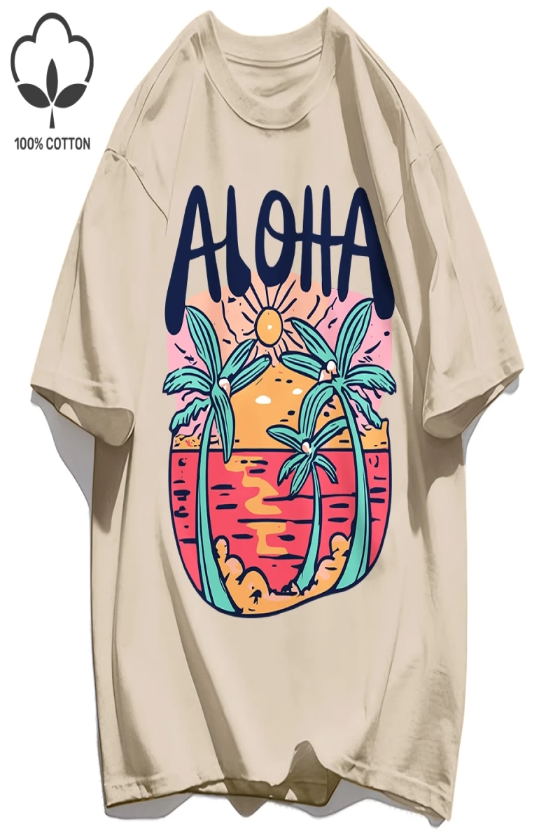 Y2k Vintage Tişört Tee Plaj Tarzı Aloha Baskılar