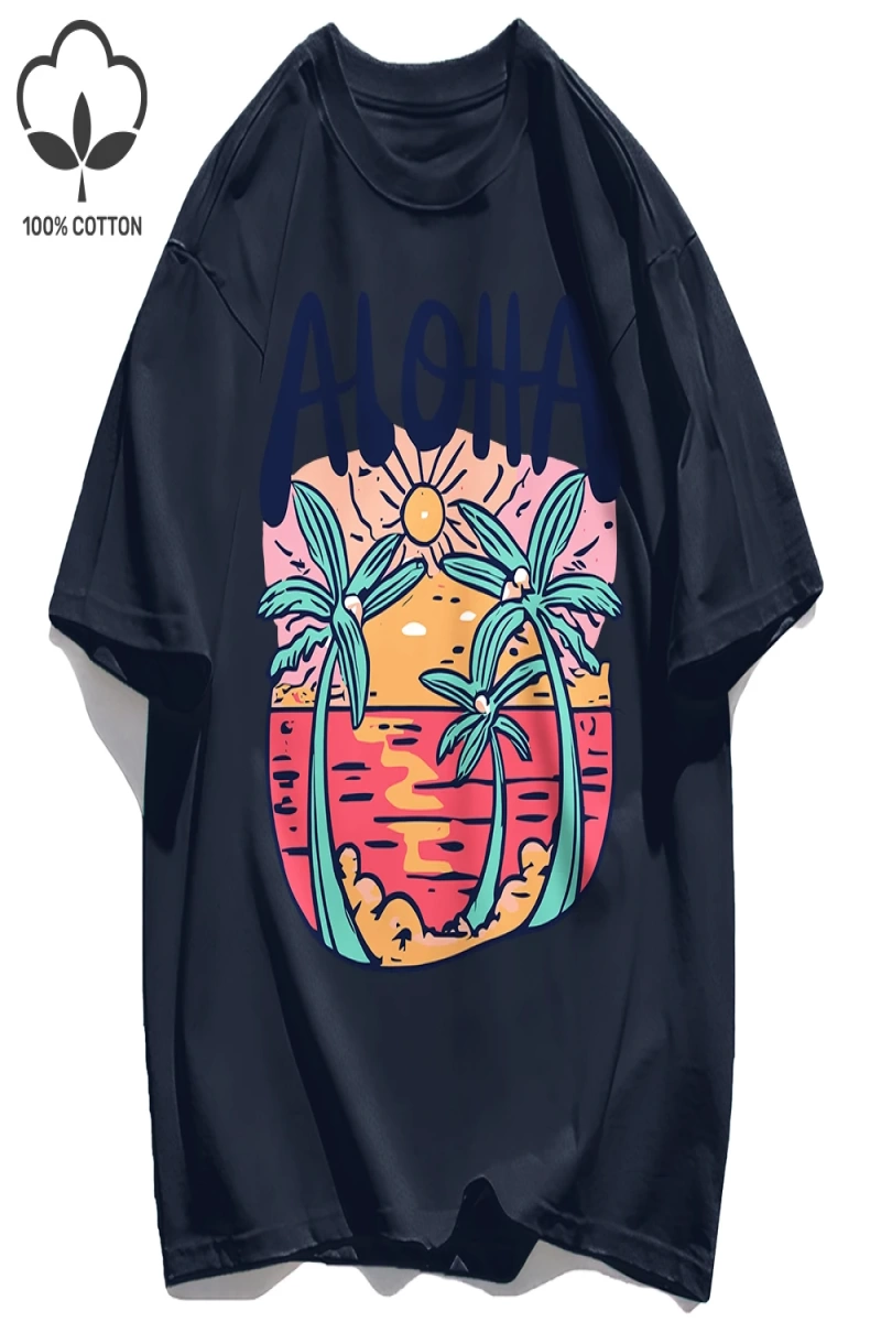 Y2k Vintage Tişört Tee Plaj Tarzı Aloha Baskılar