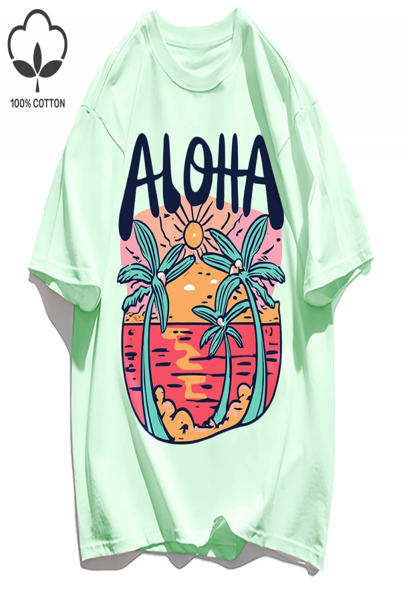 Y2k Vintage Tişört Tee Plaj Tarzı Aloha Baskılar