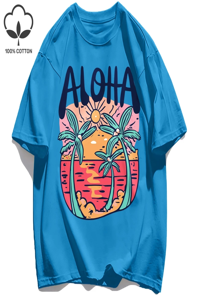 Y2k Vintage Tişört Tee Plaj Tarzı Aloha Baskılar
