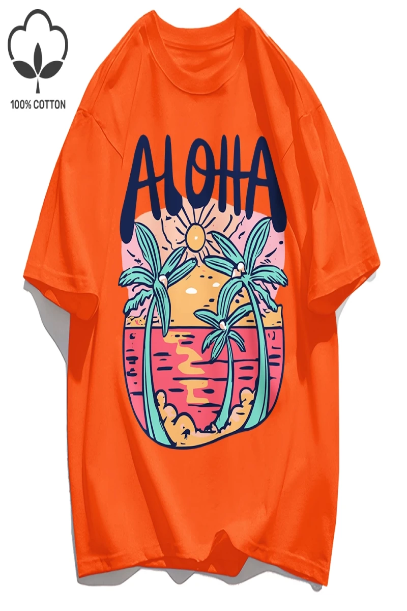 Y2k Vintage Tişört Tee Plaj Tarzı Aloha Baskılar