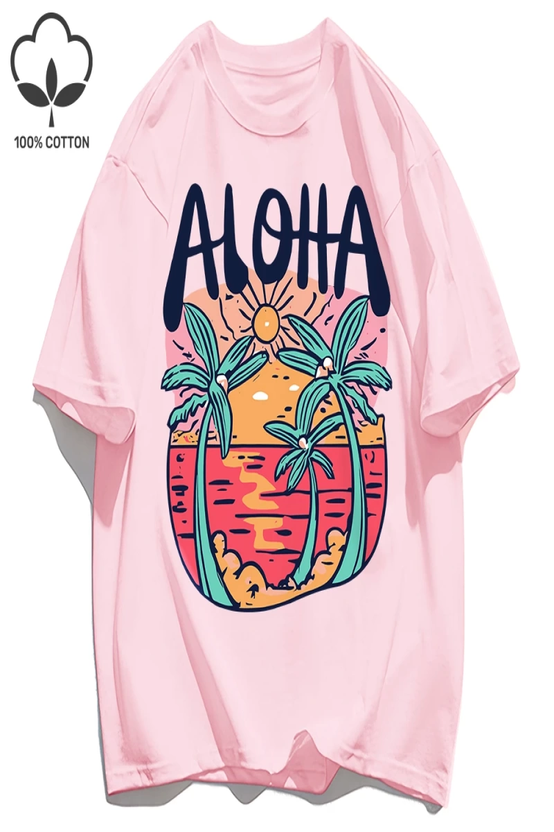 Y2k Vintage Tişört Tee Plaj Tarzı Aloha Baskılar