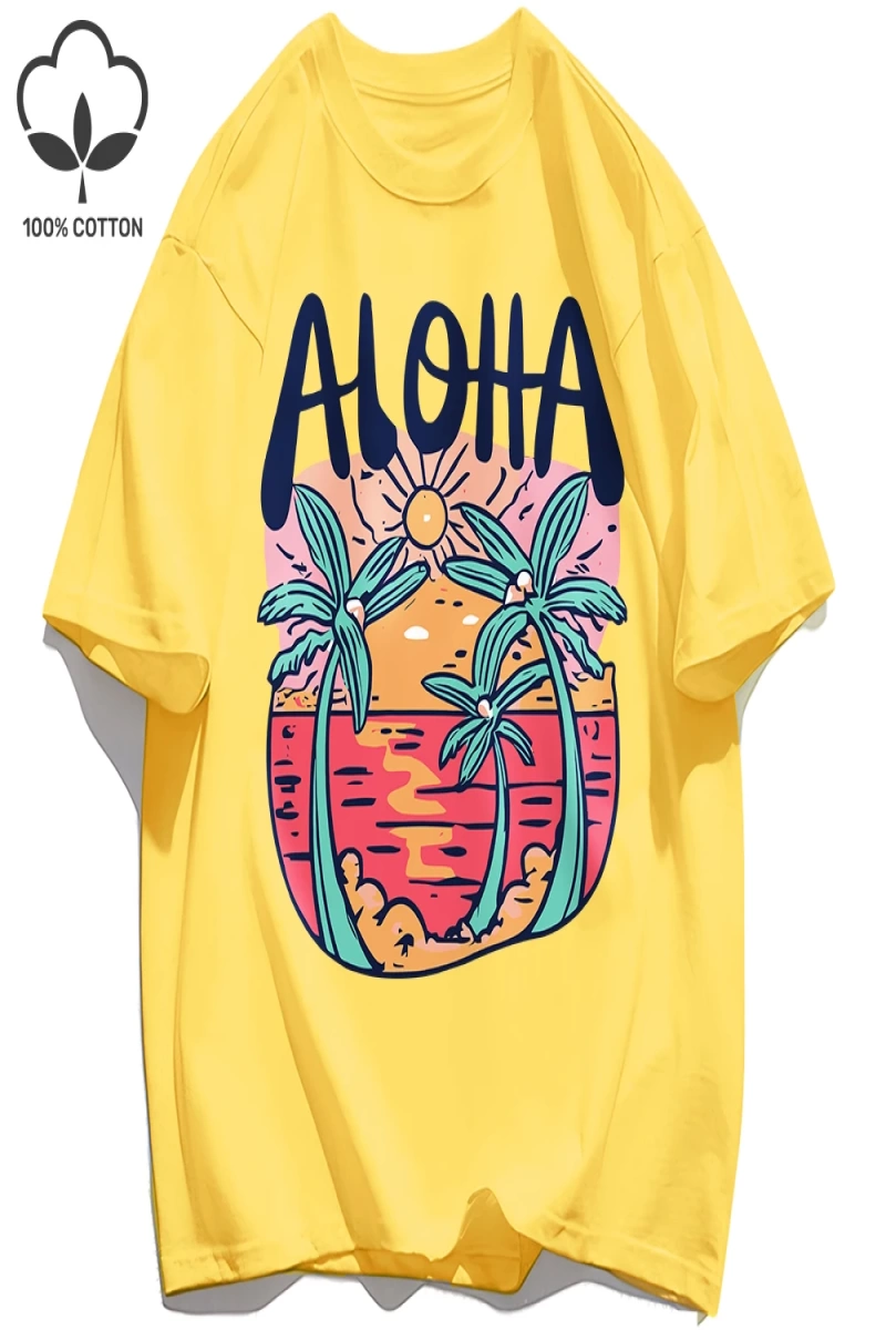 Y2k Vintage Tişört Tee Plaj Tarzı Aloha Baskılar