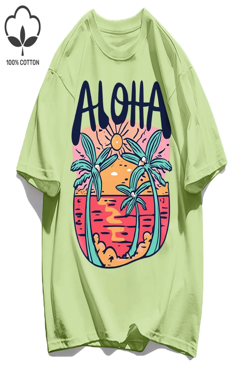 Y2k Vintage Tişört Tee Plaj Tarzı Aloha Baskılar