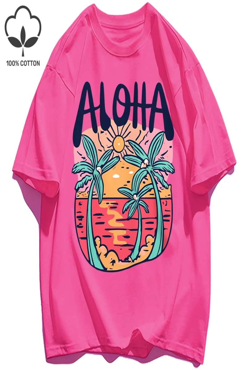 Y2k Vintage Tişört Tee Plaj Tarzı Aloha Baskılar