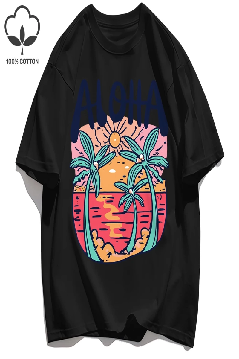Y2k Vintage Tişört Tee Plaj Tarzı Aloha Baskılar