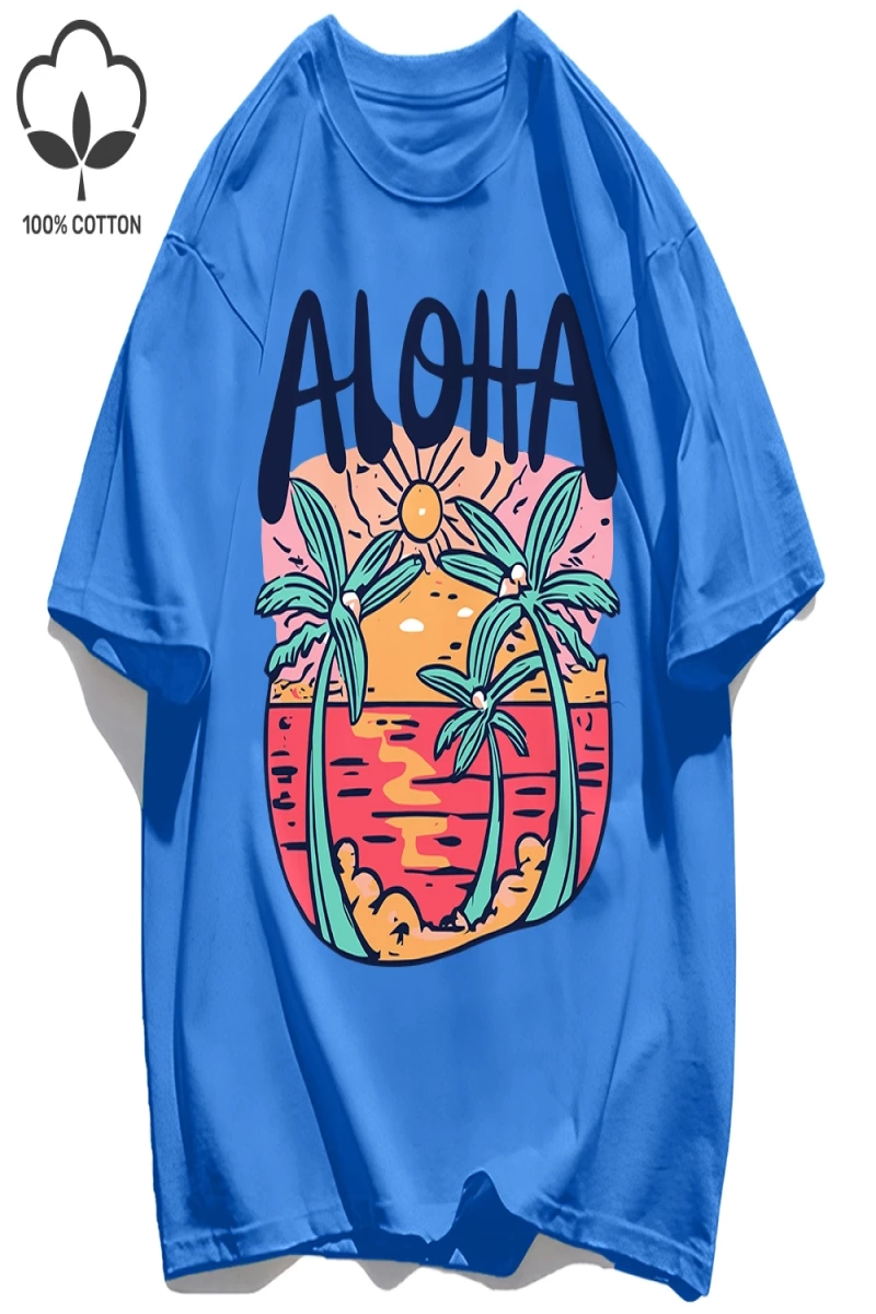 Y2k Vintage Tişört Tee Plaj Tarzı Aloha Baskılar