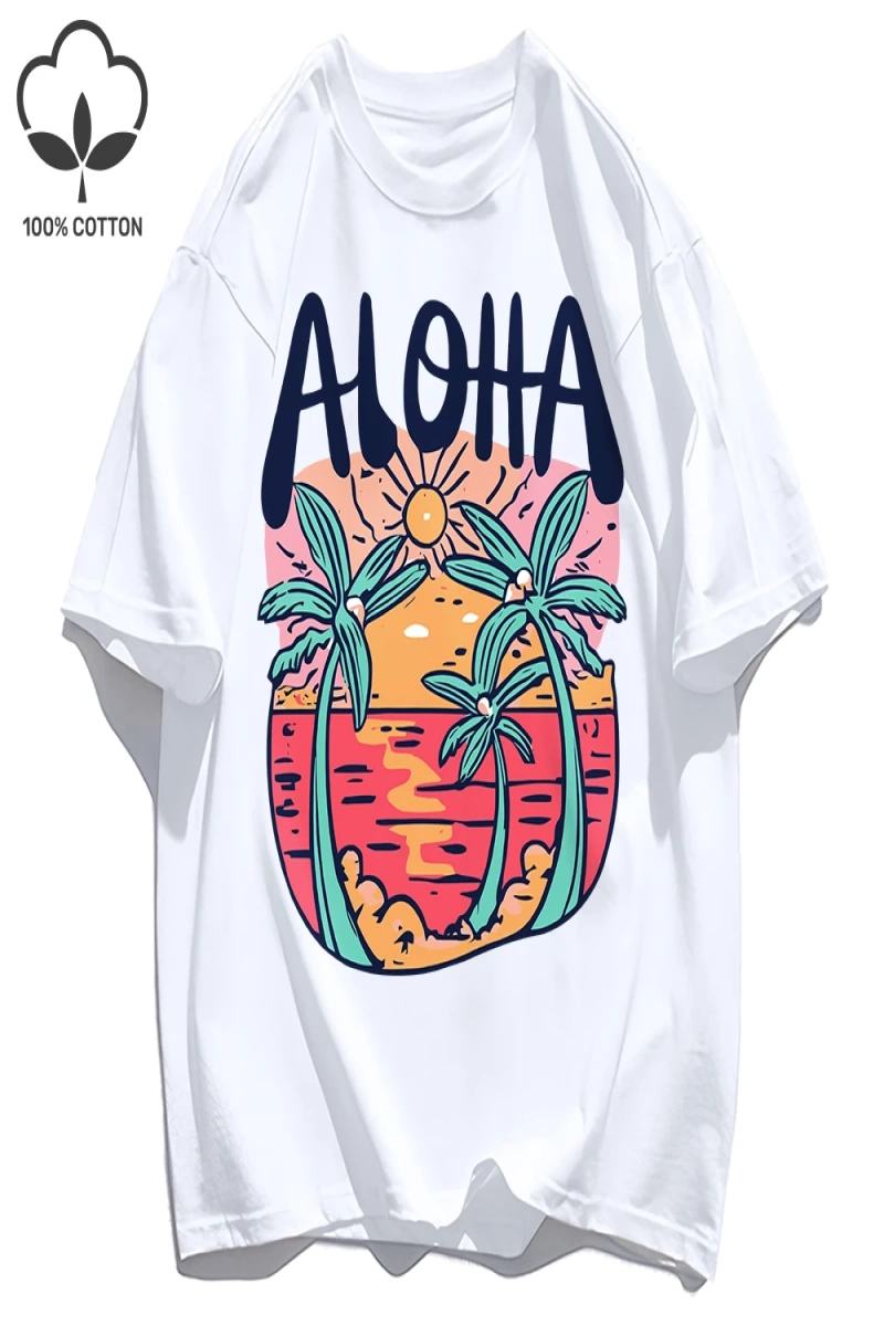 Y2k Vintage Tişört Tee Plaj Tarzı Aloha Baskılar
