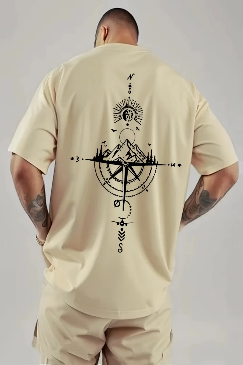 Y2k Vintage Tişört Tee Pusula Baskılı