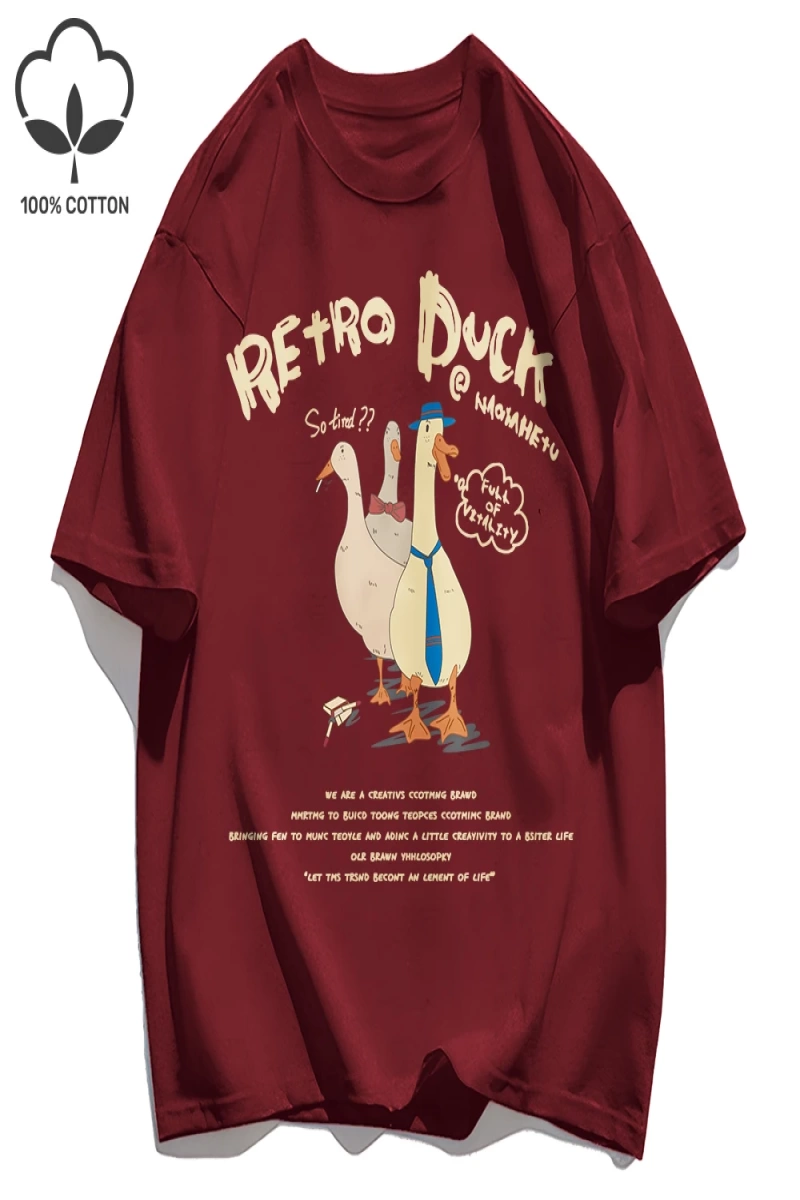 Y2k Vintage Tişört Tee Retro Ördek Baskı